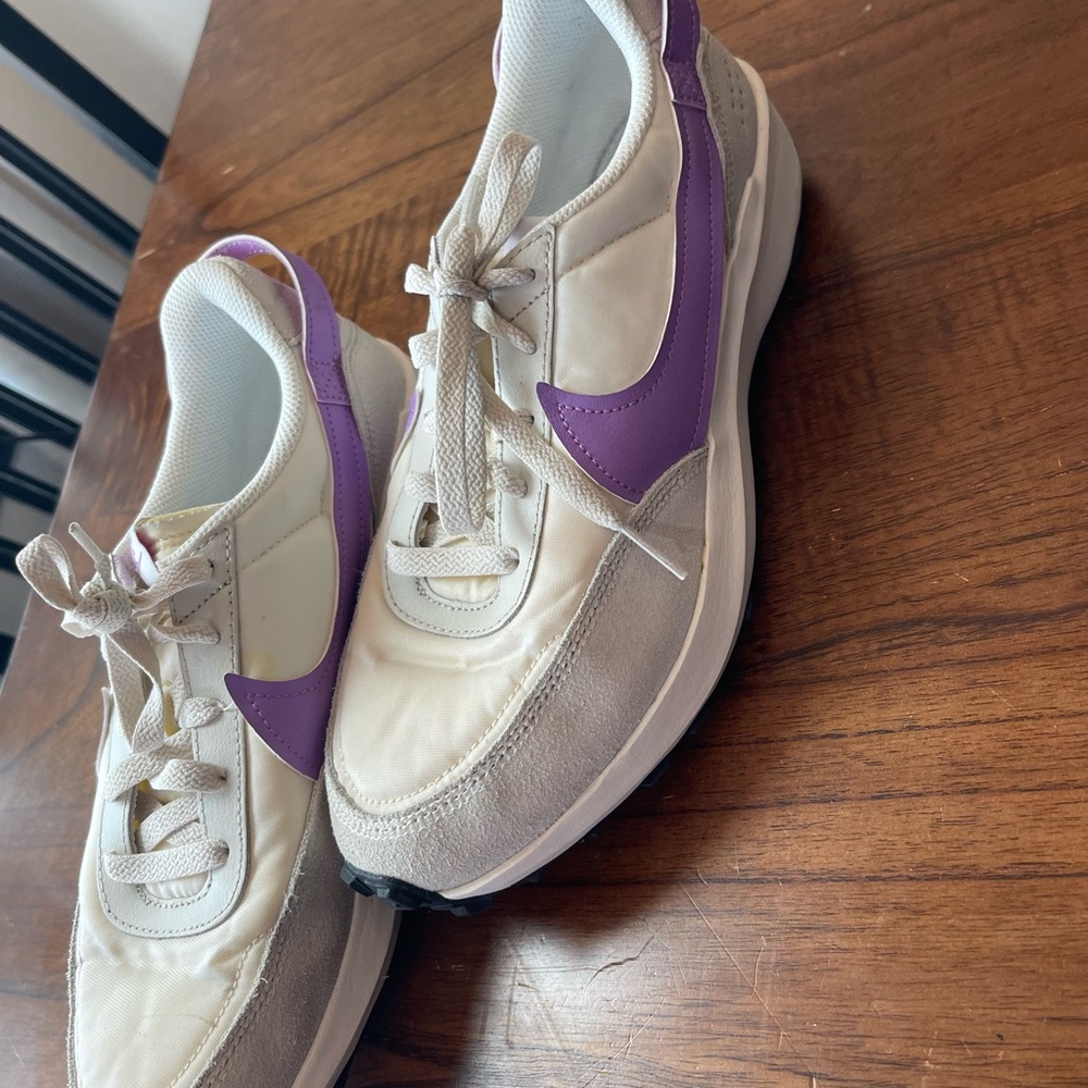 Nike Women's Cream and Purple Sneakers